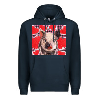 Navy valentine's day glitter hearts pig Premium Hoodie - BarkalooDesign