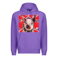 Purple valentine's day glitter hearts pig Premium Hoodie - BarkalooDesign
