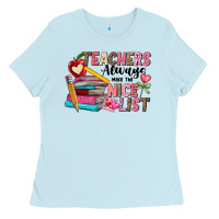 Baby Blue Teachers Always Make The Nice List Ladies Tee - CowhideDigitalArt