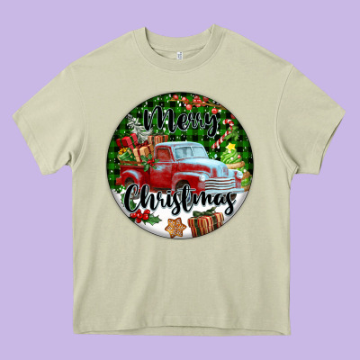 Merry Christmas Truck Heavy Core Tee Designed By Fadigitalartstudio