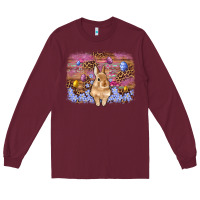 Burgundy easter bunny egg leopard background Long Sleeve Tee - Artiststas