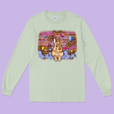 Easter Bunny Egg Leopard Background Long Sleeve Tee Designed By Artiststas