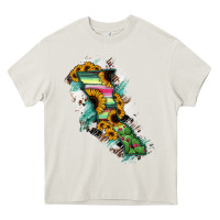 Cream Baja California State Of Mexico Map Heavy Core Tee - RanaPortraitStore