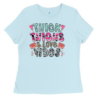 Baby Blue Thick Thighs And Love Vibes Ladies Tee - CowhideDigitalArt