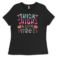 Black Thick Thighs And Love Vibes Ladies Tee - CowhideDigitalArt