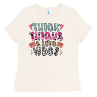 Bone Thick Thighs And Love Vibes Ladies Tee - CowhideDigitalArt