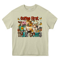 Mossy Coffee First Then Cows Heavy Core Tee - FaDigitalArtStudio