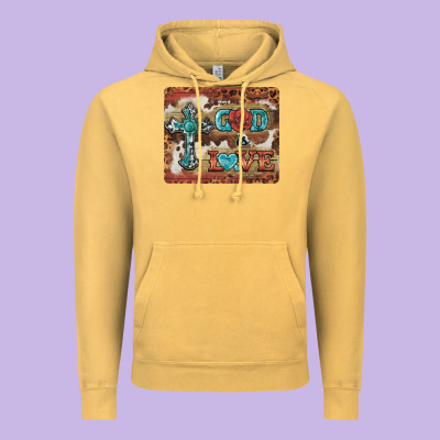 God Is Love Cross Vintage Hoodie Designed By Barkaloodesign