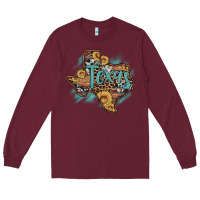 Burgundy leopard cowhide sunflower texas map Long Sleeve Tee - Artiststas
