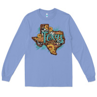 Colony Blue leopard cowhide sunflower texas map Long Sleeve Tee - Artiststas