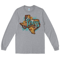 Heather Grey leopard cowhide sunflower texas map Long Sleeve Tee - Artiststas