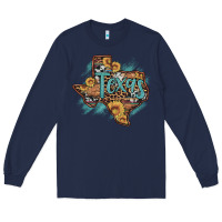 Navy leopard cowhide sunflower texas map Long Sleeve Tee - Artiststas