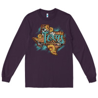 Plum leopard cowhide sunflower texas map Long Sleeve Tee - Artiststas