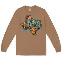 Toasted Coconut leopard cowhide sunflower texas map Long Sleeve Tee - Artiststas