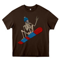 Chocolate Brown skeleton snowboard Heavy Core Tee - FaDigitalArtStudio