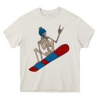 Cream skeleton snowboard Heavy Core Tee - FaDigitalArtStudio