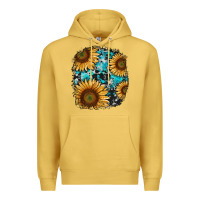 Antique Gold sunflower cowhide and turquoise patches Premium Hoodie - RanaPortraitStore