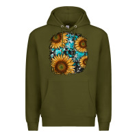 Army Green sunflower cowhide and turquoise patches Premium Hoodie - RanaPortraitStore