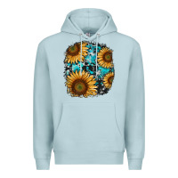 Blue Mist sunflower cowhide and turquoise patches Premium Hoodie - RanaPortraitStore