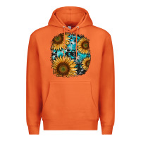 Carrot sunflower cowhide and turquoise patches Premium Hoodie - RanaPortraitStore