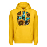 Lemon sunflower cowhide and turquoise patches Premium Hoodie - RanaPortraitStore