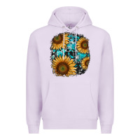 Lilac sunflower cowhide and turquoise patches Premium Hoodie - RanaPortraitStore