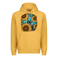 Mustard sunflower cowhide and turquoise patches Premium Hoodie - RanaPortraitStore