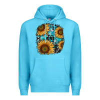 Ocean Blue sunflower cowhide and turquoise patches Premium Hoodie - RanaPortraitStore