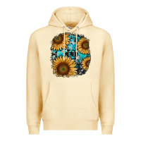 Pina Colada sunflower cowhide and turquoise patches Premium Hoodie - RanaPortraitStore