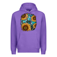 Purple sunflower cowhide and turquoise patches Premium Hoodie - RanaPortraitStore