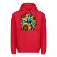Red sunflower cowhide and turquoise patches Premium Hoodie - RanaPortraitStore