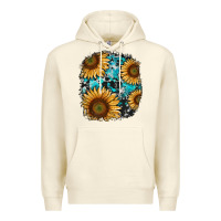 Sandshell sunflower cowhide and turquoise patches Premium Hoodie - RanaPortraitStore