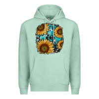 Seafoam sunflower cowhide and turquoise patches Premium Hoodie - RanaPortraitStore
