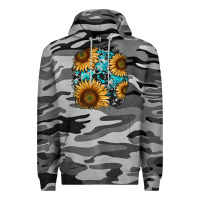 Slate Camo sunflower cowhide and turquoise patches Premium Hoodie - RanaPortraitStore