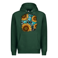 Sports Green sunflower cowhide and turquoise patches Premium Hoodie - RanaPortraitStore