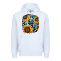 White sunflower cowhide and turquoise patches Premium Hoodie - RanaPortraitStore
