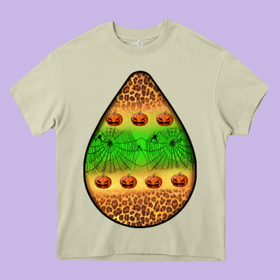 Halloween Pumpkin Teardrop Heavy Core Tee Designed By Bundleandbundleshop