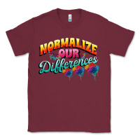Burgundy Normalize our differences Autism Classic Tee - FaDigitalArtStudio