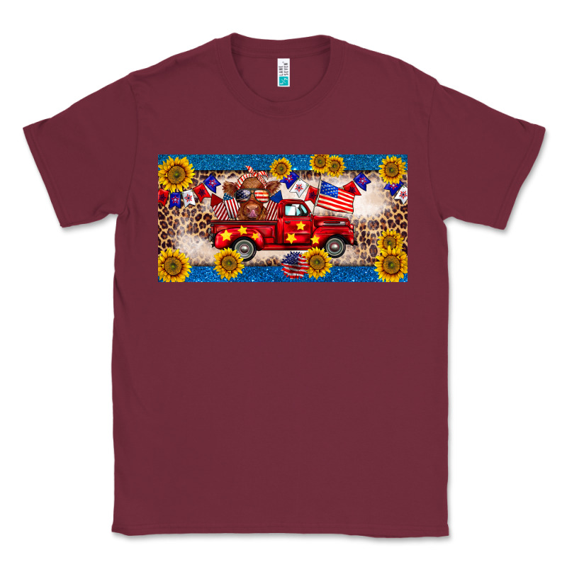 4th Of July Truck Cow License Plate Classic Tee by BarkalooDesign | Teevron