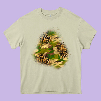 Camouflage And Leopard Patch  3 Heavy Core Tee Designed By Bundleandbundleshop