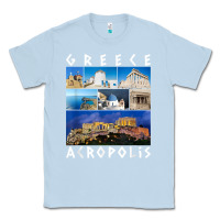 Dusty Blue greece acropolis famous sights gallery traveler souvenir t shirt Classic Tee - baoMotion