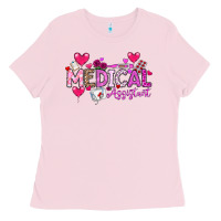 Bubblegum Pink Valentine Medical Assistant Ladies Tee - CowhideDigitalArt