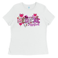 White Valentine Medical Assistant Ladies Tee - CowhideDigitalArt