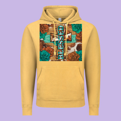 Blessed Cross Vintage Hoodie Designed By Barkaloodesign
