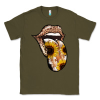 Army Green Leopard Sunflower Tongue Classic Tee - Jasminsmagicworld