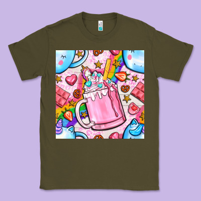 Unicorn Coffe Cup And Star With Rainbow Seamless Pattern Bbs Classic Tee Designed By Bundleandbundleshop