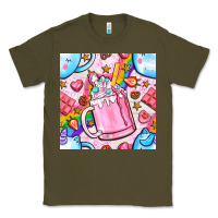 Army Green unicorn coffe cup and star with rainbow seamless pattern bbs Classic Tee - BundleAndBundleShop