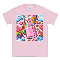 Bubblegum Pink unicorn coffe cup and star with rainbow seamless pattern bbs Classic Tee - BundleAndBundleShop