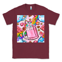 Burgundy unicorn coffe cup and star with rainbow seamless pattern bbs Classic Tee - BundleAndBundleShop