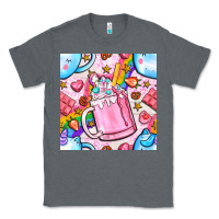 Charcoal Heather unicorn coffe cup and star with rainbow seamless pattern bbs Classic Tee - BundleAndBundleShop